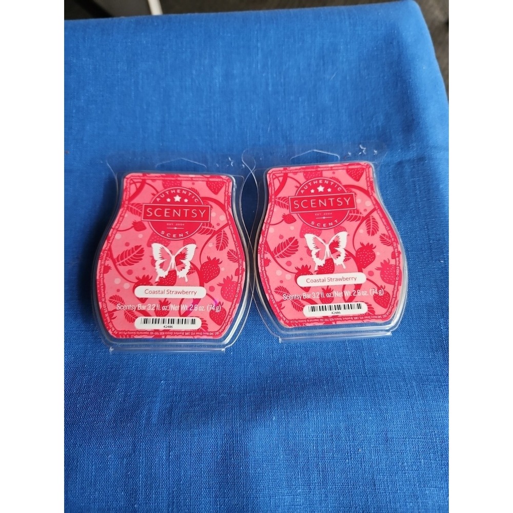 2 Scentsy‎ COASTAL STRAWBERRY Wax Bar Lot 3.2 Fl Oz Authentic